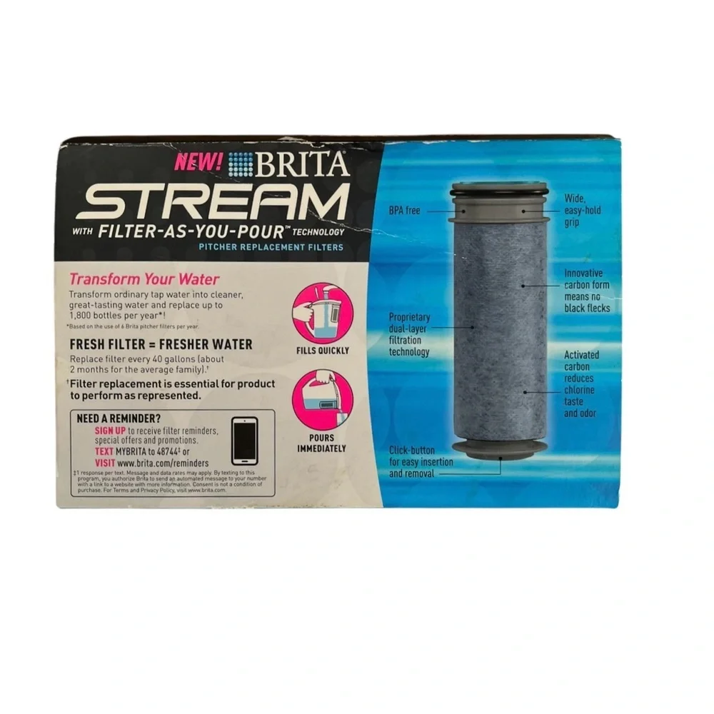 Brita Stream Pitcher Filter with Blue and Black Design replacement water filter